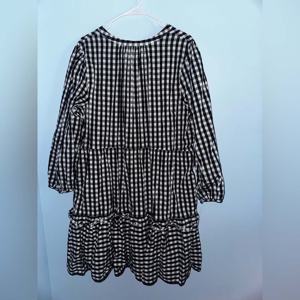 J Crew Factory Cotton poplin tiered ruffle mini dress black & white size 3x plus - Picture 5 of 9